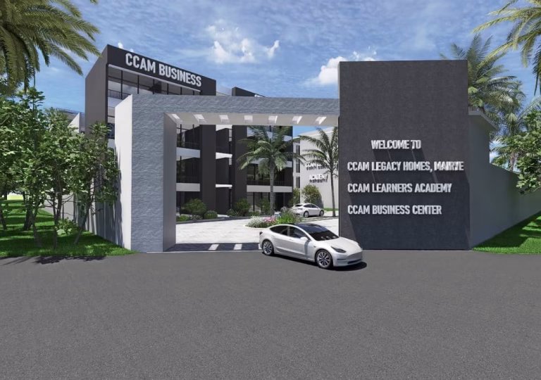 Render of CCAM Legacy Homes: entrance gateway